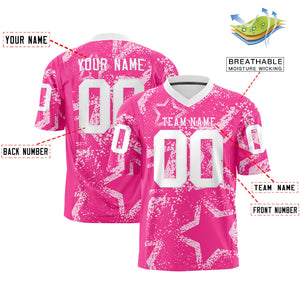 Custom Pink White- Personalized Star Graffiti Pattern Authentic Football Jersey