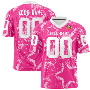 Custom Pink White- Personalized Star Graffiti Pattern Authentic Football Jersey