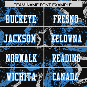 Custom Black Powder Blue-White Personalized Star Graffiti Pattern Authentic Football Jersey