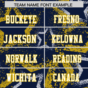 Custom Navy Gold-White Personalized Star Graffiti Pattern Authentic Football Jersey