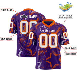 Custom Purple Orange-White Personalized Star Graffiti Pattern Authentic Football Jersey