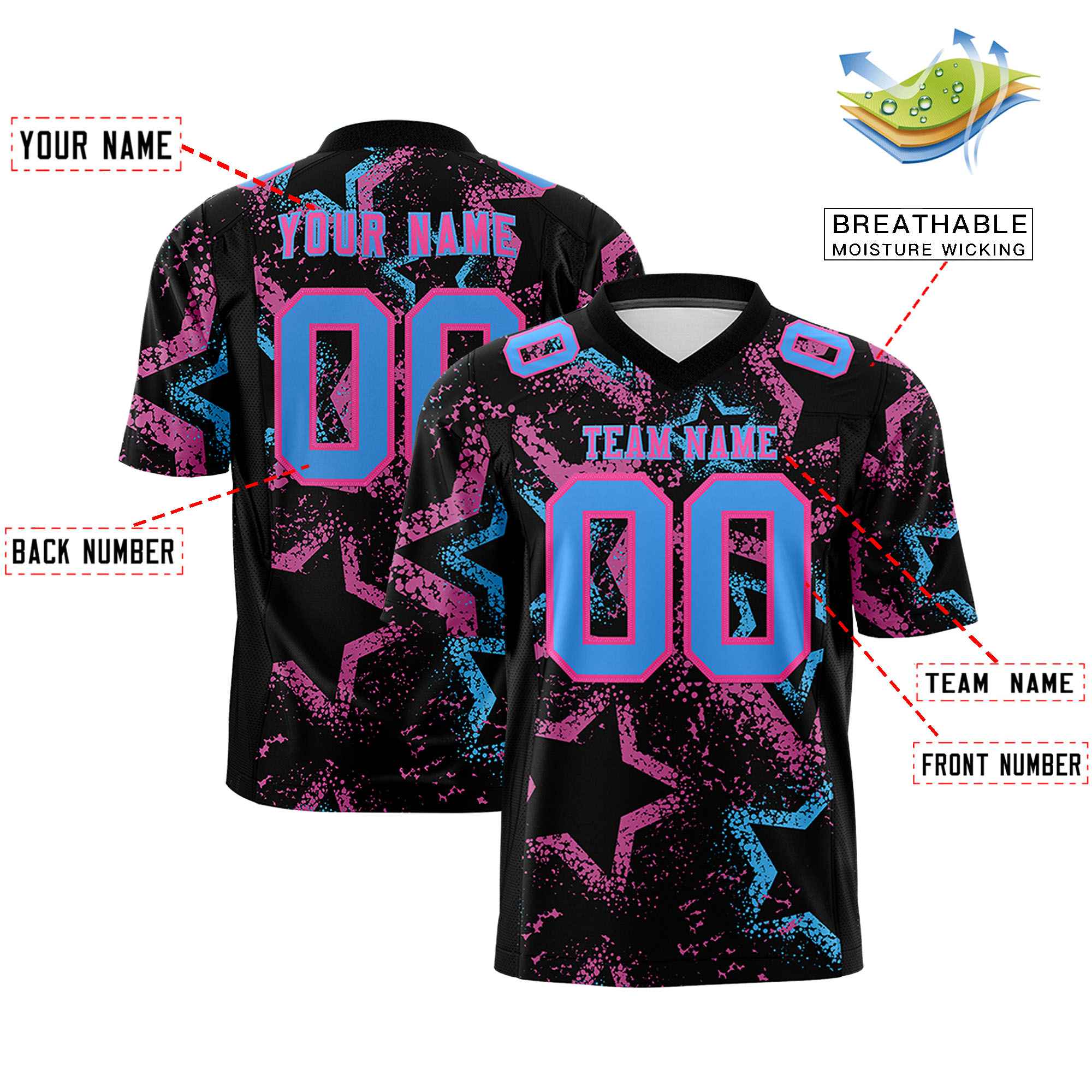 Custom Personalized Printed Graffiti Pattern Design Authentic Football Jersey