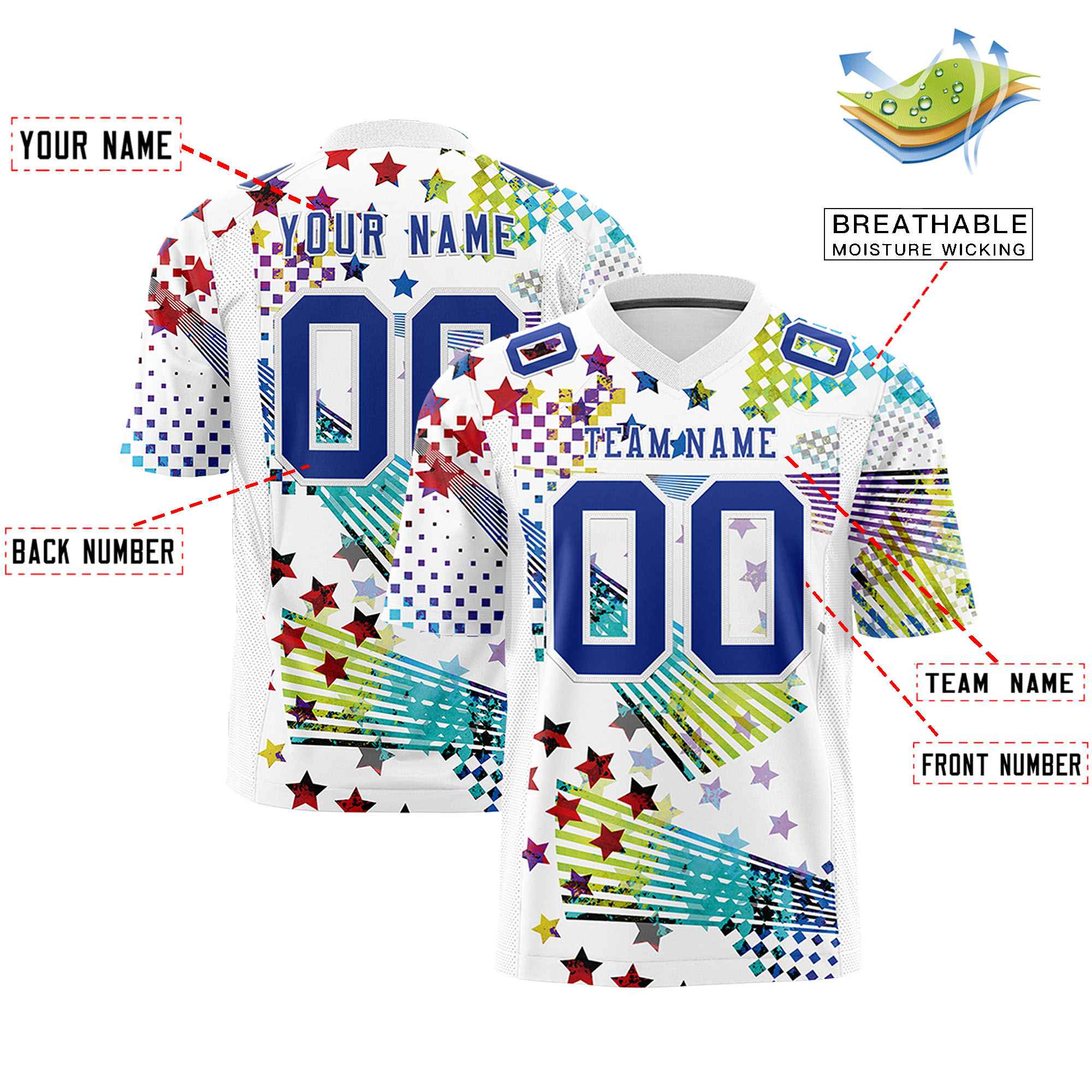 Custom Personalized Printed Graffiti Pattern Design Authentic Football Jersey