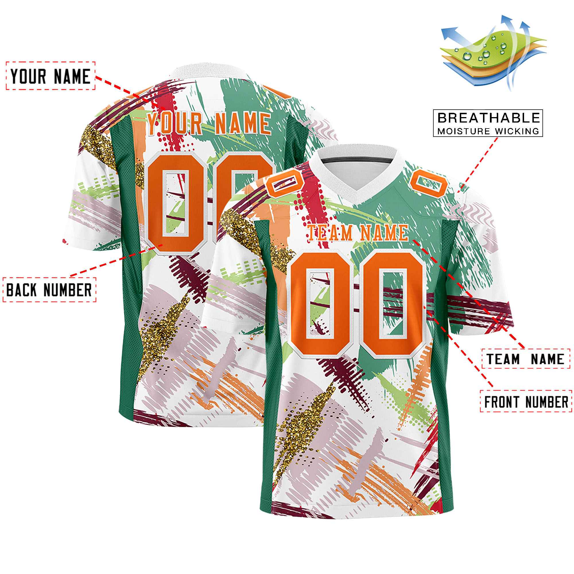 Custom Personalized Printed Graffiti Pattern Design Authentic Football Jersey