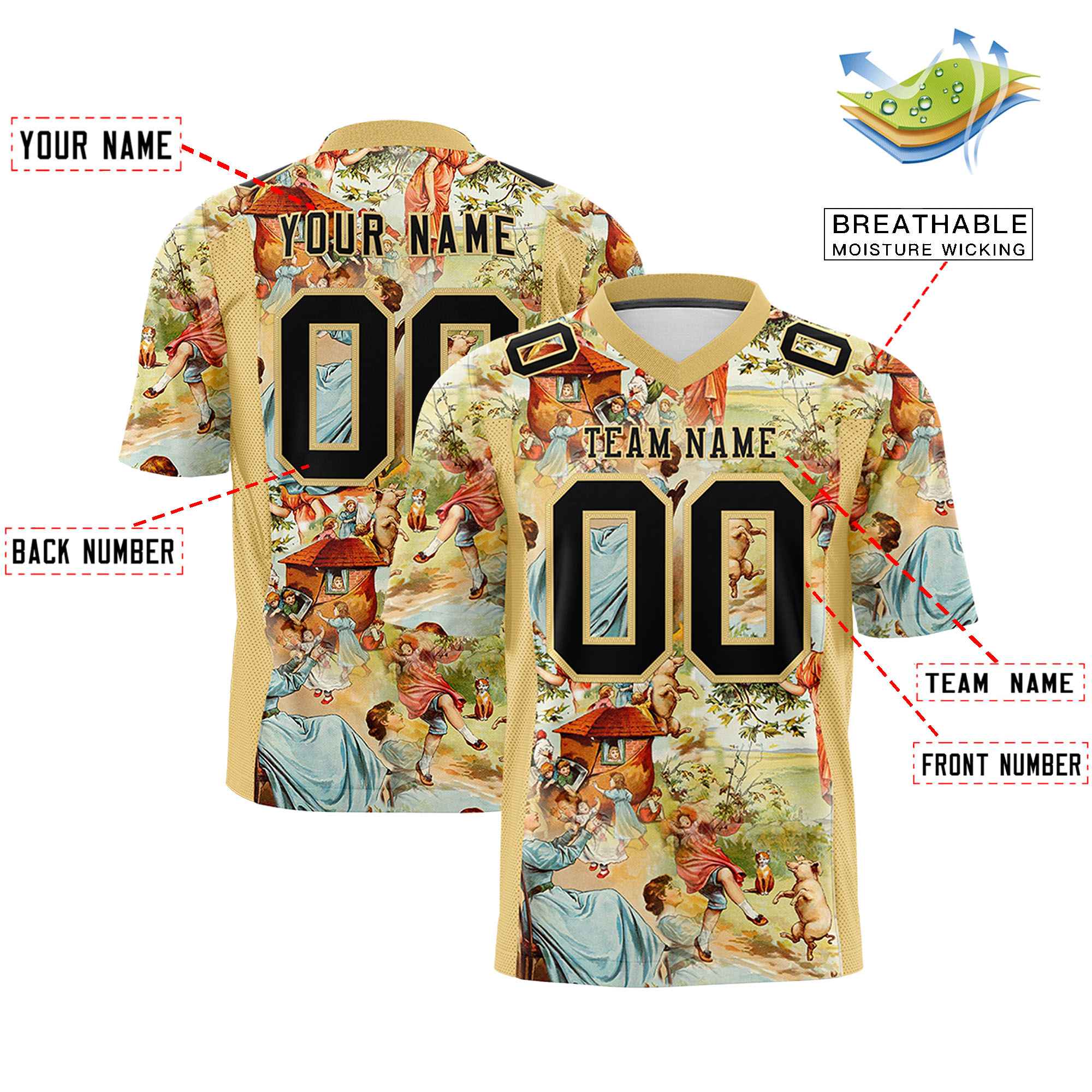 Custom Personalized Printed Graffiti Pattern Design Authentic Football Jersey