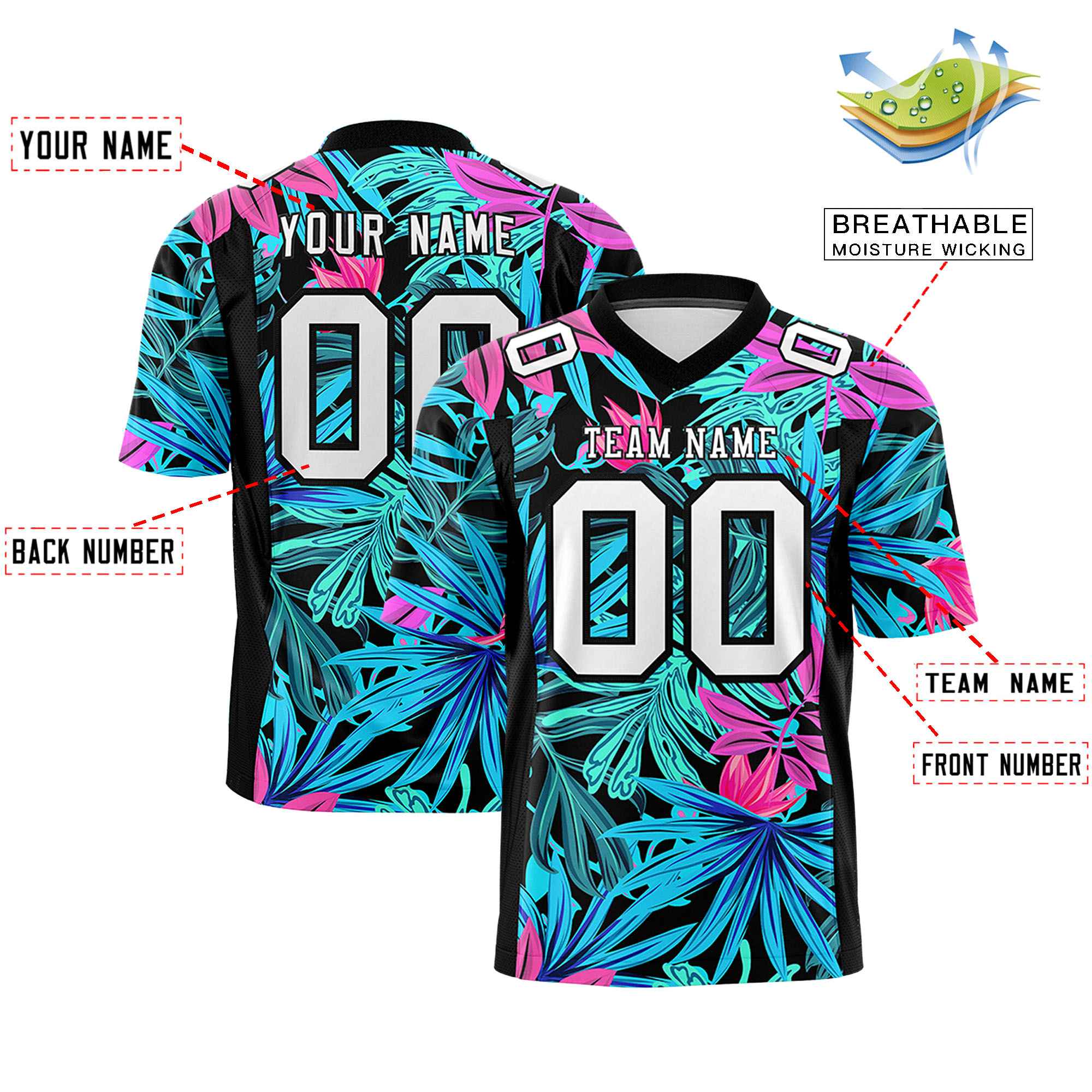 Custom Personalized Printed Graffiti Pattern Design Authentic Football Jersey