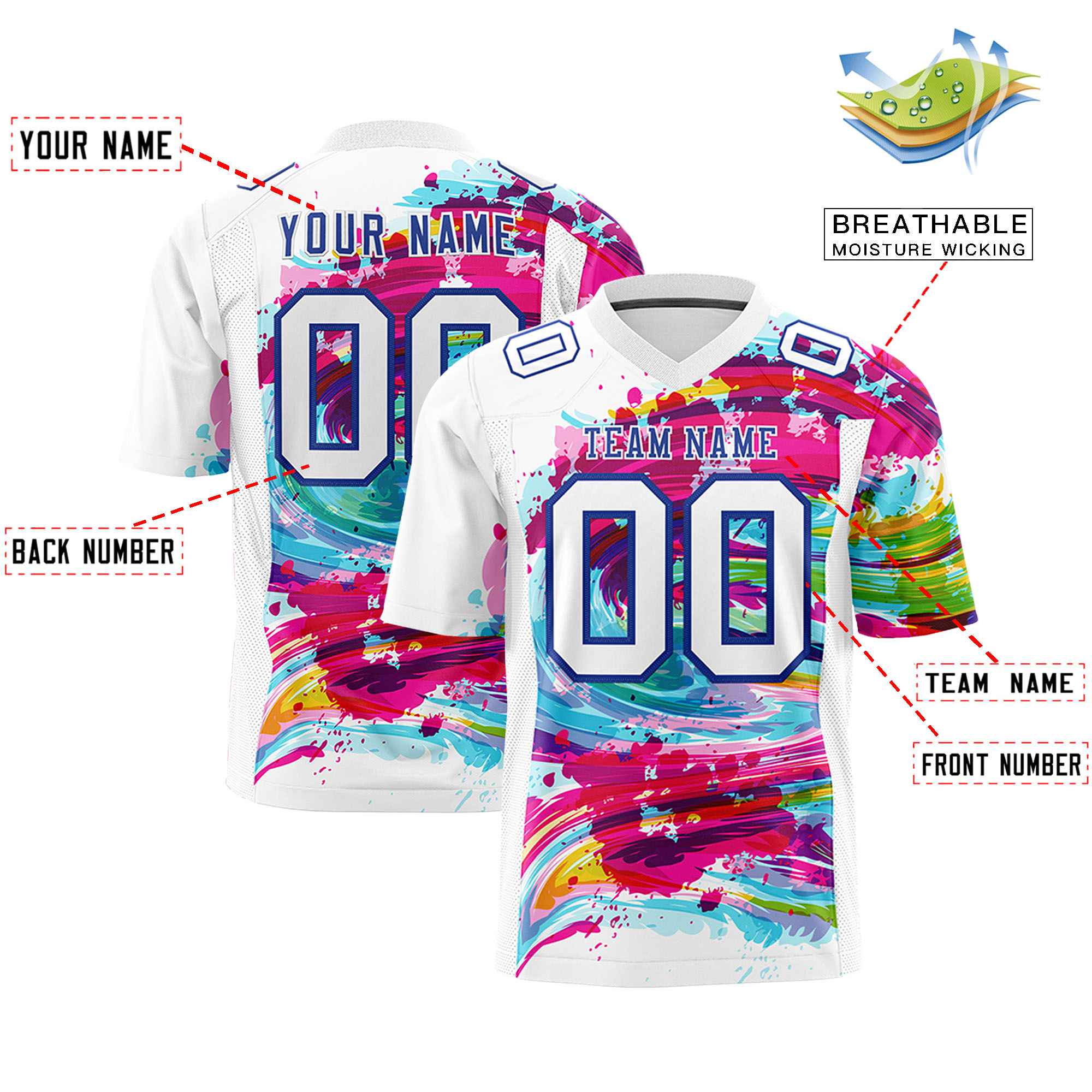 Custom Personalized Printed Graffiti Pattern Design Authentic Football Jersey