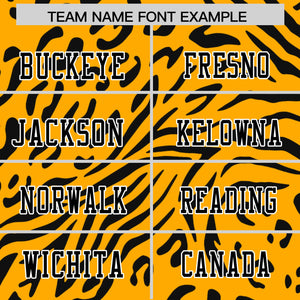 Custom Yellow Black-White Personalized Zebra Stripes Pattern Authentic Football Jersey