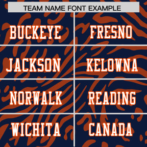 Custom Navy White-Orange Personalized Zebra Stripes Pattern Authentic Football Jersey