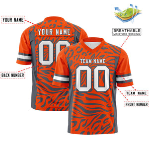 Custom Orange White-Dark Gray Personalized Zebra Stripes Pattern Authentic Football Jersey