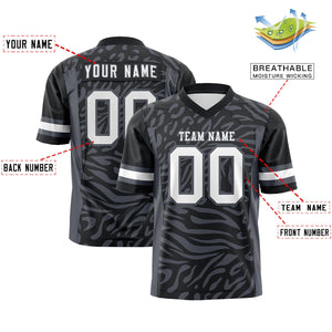 Custom Black White-Dark Gray Personalized Zebra Stripes Pattern Authentic Football Jersey