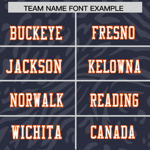 Custom Navy White-Orange Personalized Zebra Stripes Pattern Authentic Football Jersey