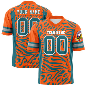 Custom Orange White Personalized Zebra Stripes Pattern Authentic Football Jersey