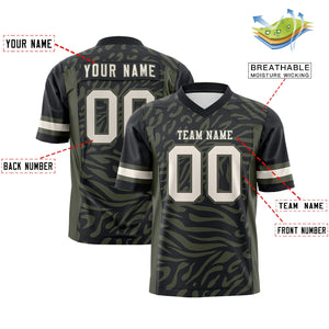 Custom Black Cream Personalized Zebra Stripes Pattern Authentic Football Jersey