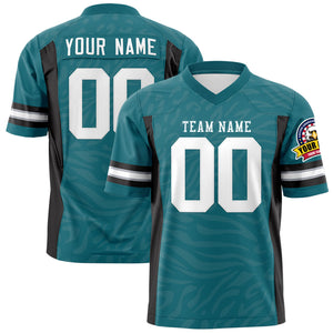 Custom Aqua White Personalized Zebra Stripes Pattern Authentic Football Jersey