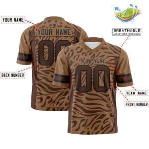 Custom Brown Brown-Black Personalized Zebra Stripes Pattern Authentic Football Jersey