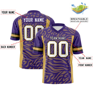 Custom Purple White-Black Personalized Zebra Stripes Pattern Authentic Football Jersey