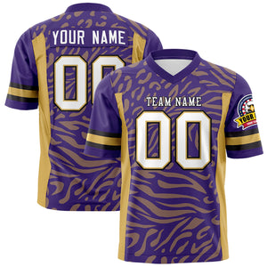 Custom Purple White-Black Personalized Zebra Stripes Pattern Authentic Football Jersey