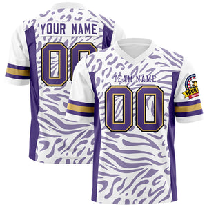 Custom White Purple-White Personalized Zebra Stripes Pattern Authentic Football Jersey