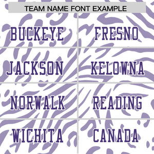 Custom White Purple-White Personalized Zebra Stripes Pattern Authentic Football Jersey