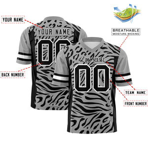 Custom Gray Black Personalized Zebra Stripes Pattern Authentic Football Jersey