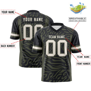 Custom Black Olive Personalized Zebra Stripes Pattern Authentic Football Jersey