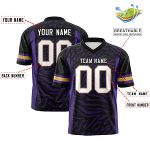 Custom Black Purple Personalized Zebra Stripes Pattern Authentic Football Jersey