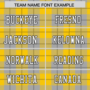 Custom Gold Gray Personalized Plaid Pattern Design Authentic Football Jersey