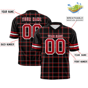 Custom Black Personalized Plaid Pattern Design Authentic Football Jersey