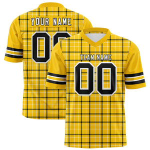 Custom Gold Personalized Plaid Pattern Design Authentic Football Jersey