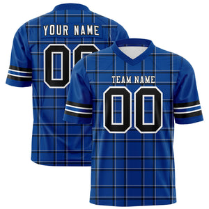 Custom Royal Personalized Plaid Pattern Design Authentic Football Jersey