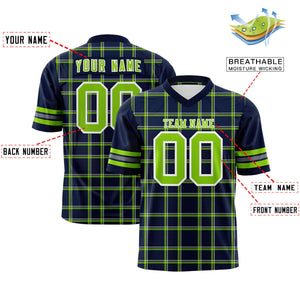 Custom Navy Personalized Plaid Pattern Design Authentic Football Jersey