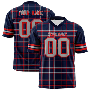 Custom Navy Personalized Plaid Pattern Design Authentic Football Jersey