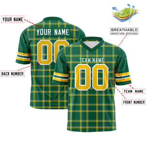 Custom Kelly Green Personalized Plaid Pattern Design Authentic Football Jersey