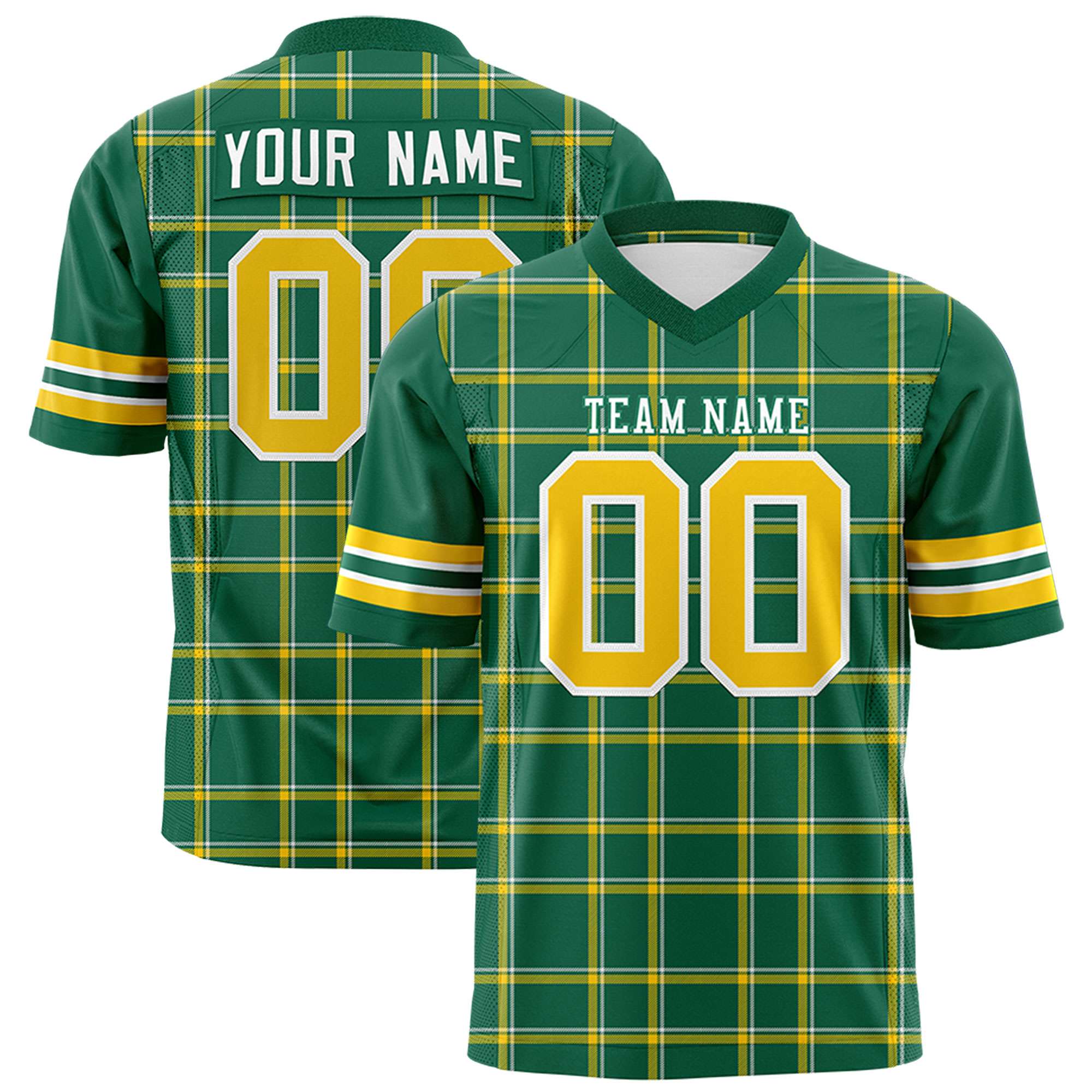 Custom Kelly Green Personalized Plaid Pattern Design Authentic Football Jersey