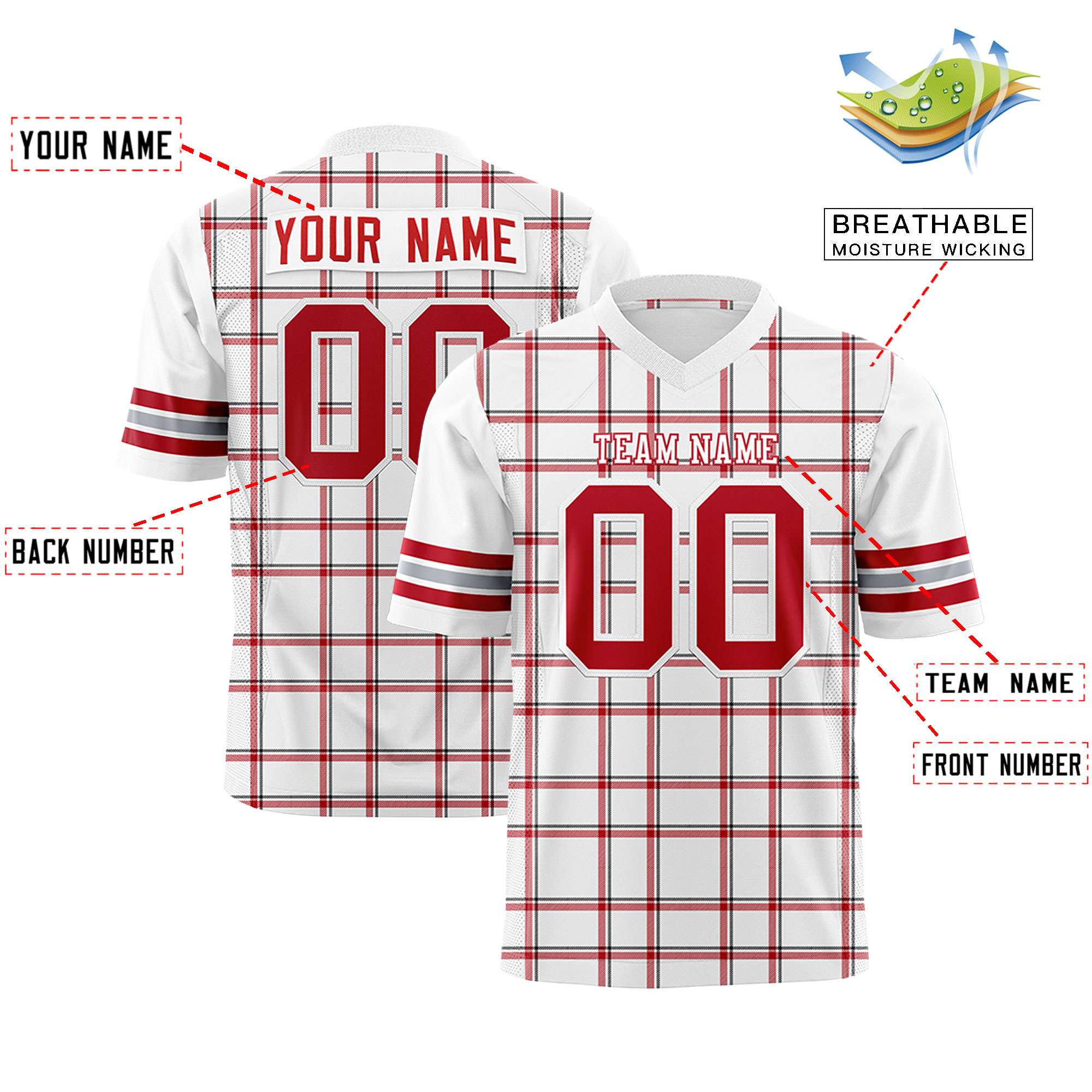 Custom White Personalized Plaid Pattern Design Authentic Football Jersey