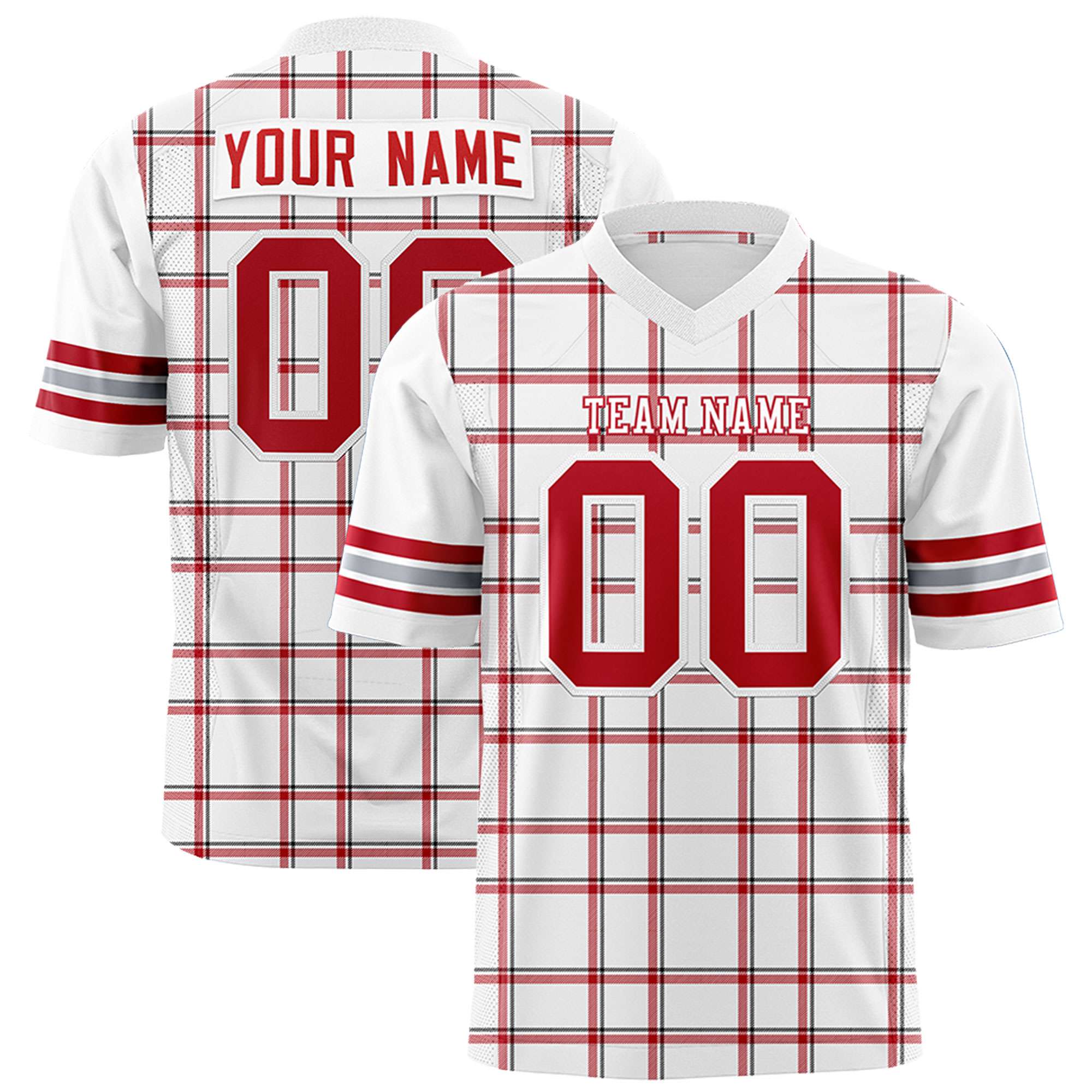 Custom White Personalized Plaid Pattern Design Authentic Football Jersey