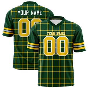 Custom Green Personalized Plaid Pattern Design Authentic Football Jersey