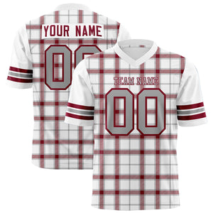 Custom White Personalized Plaid Pattern Design Authentic Football Jersey