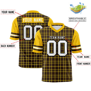 Custom Brown Personalized Plaid Pattern Design Authentic Football Jersey