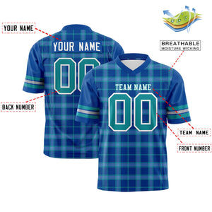 Custom Royal Personalized Plaid Pattern Design Authentic Football Jersey