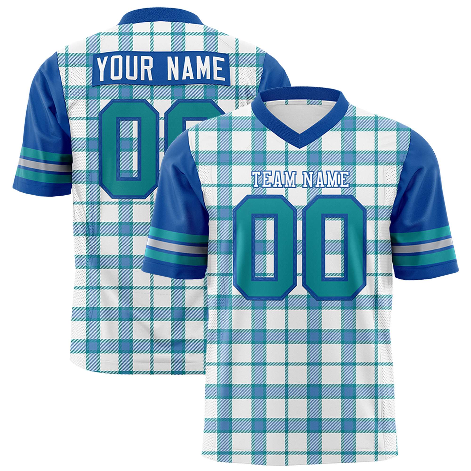 Custom Royal Personalized Plaid Pattern Design Authentic Football Jersey