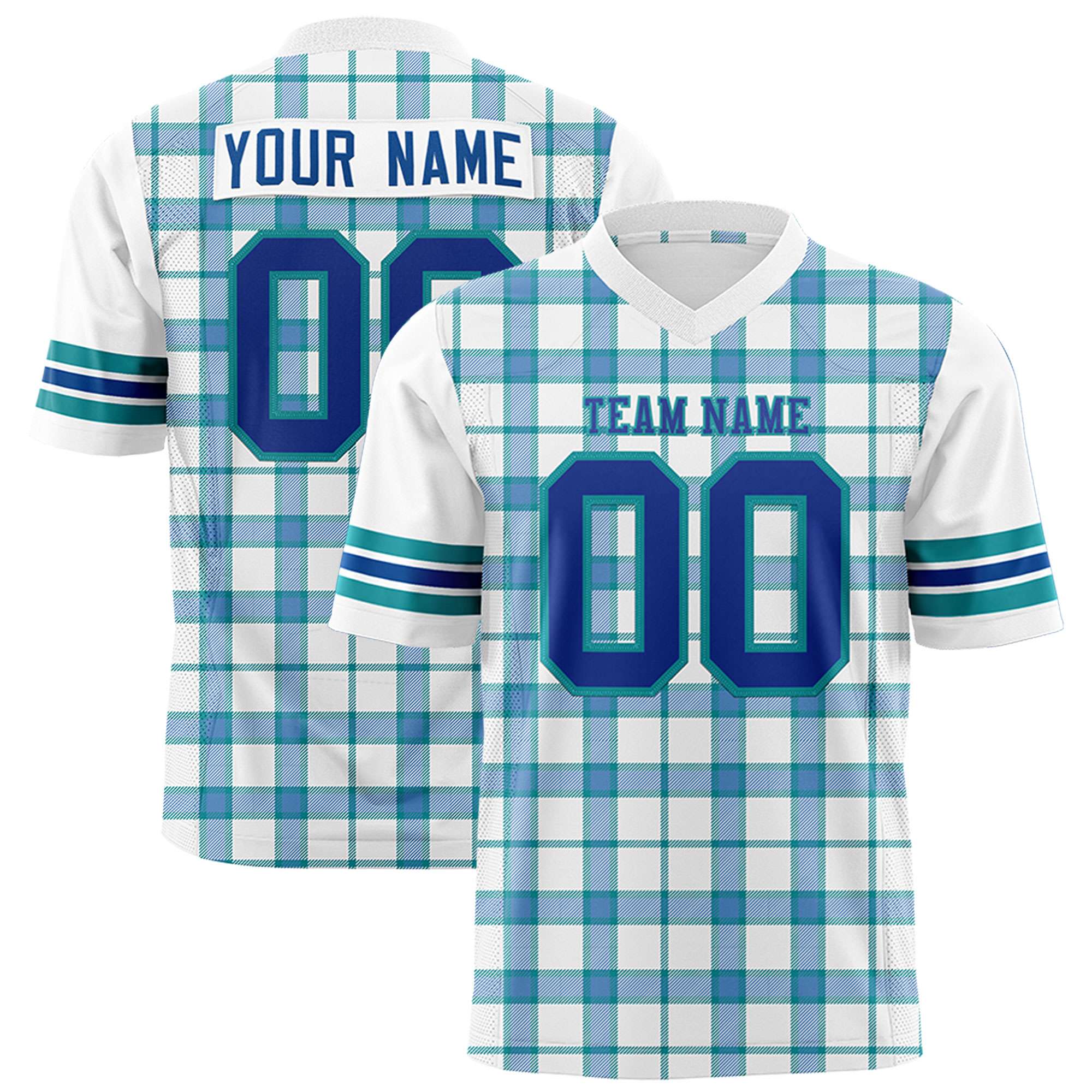 Custom White Personalized Plaid Pattern Design Authentic Football Jersey