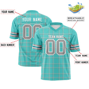 Custom Green Personalized Plaid Pattern Design Authentic Football Jersey