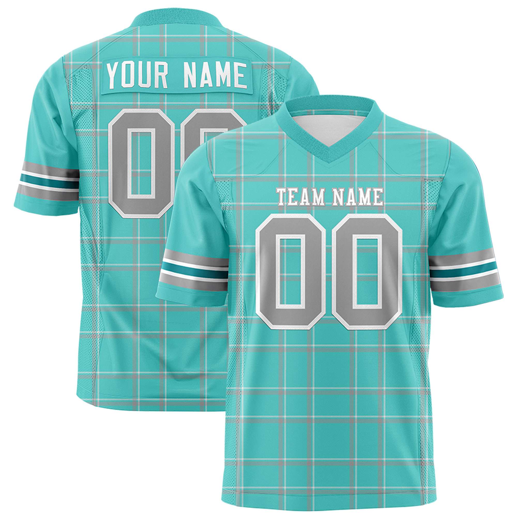 Custom Green Personalized Plaid Pattern Design Authentic Football Jersey