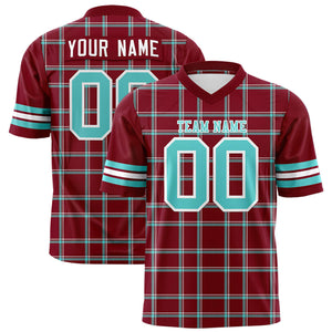 Custom Crimson Personalized Plaid Pattern Design Authentic Football Jersey