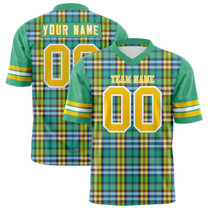 Custom Green Personalized Plaid Pattern Design Authentic Football Jersey