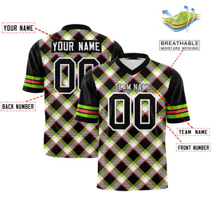 Custom Black Personalized Plaid Pattern Design Authentic Football Jersey