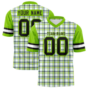 Custom Neon Green Personalized Plaid Pattern Design Authentic Football Jersey