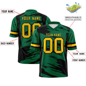 Custom Kelly Green Black Personalized Scratch Pattern Design Authentic Football Jersey